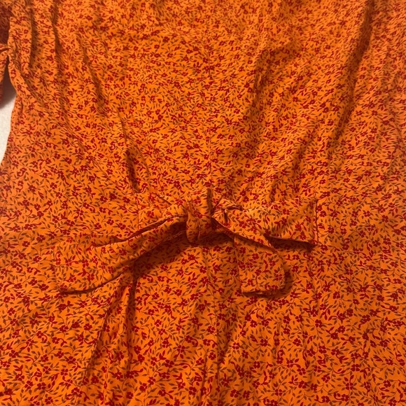 Vintage Y2K Orange Cottagecore Scoop Neck Coquette Mini Romper - Picture 5 of 13